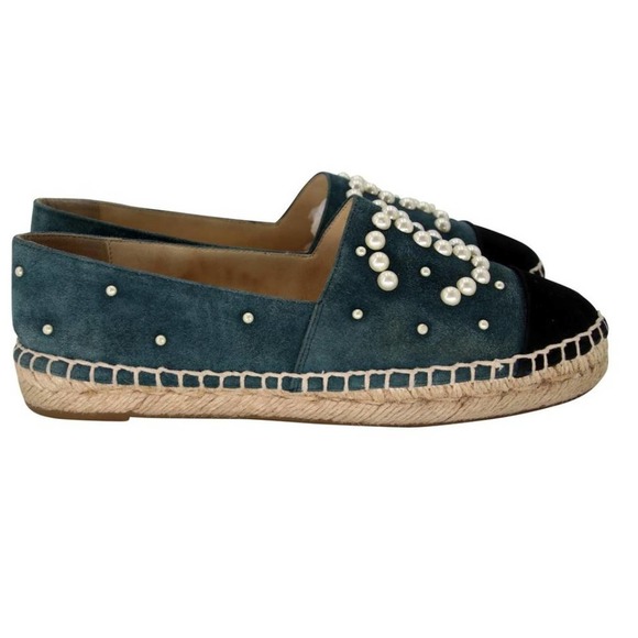 Chanel Espadrille 35 Suede and Pearl Cc Flats CC-S0207P-C019 - Picture 6 of 11